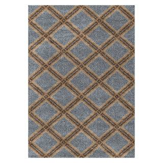 Orian Rugs Plush Diamonds Concentric Diamonds Blue Rug, 5'3