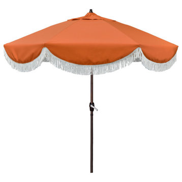9' Surfside Patio Umbrella With Fiberglass Ribs and Fringe, Melon