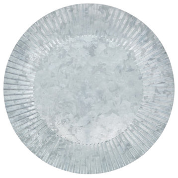 Industrial Chic Ruffled Galvanized Charger Plate, Set of 4, Silver, 13"