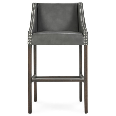 Castaic Stool by Kosas Home, Charcoal Gray, Bar Height