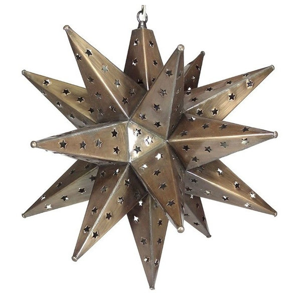 Moravian Star Light, Star Pierced Tin, Bronze , 20