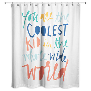 Coolest Kid Rainbow Text 71x74 Shower Curtain
