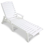 POLYWOOD - Yacht Club Chaise With Arms - Stackable, Classic White - The all-weather Trex Outdoor Furniture Yacht Club stackable chaise with arms provides a relaxing and versatile lounging experience. Available in a variety of traditional colors, the Yacht Club stackable arm chaise withstands challenging marine environments. Trex Outdoor Furniture's solid HDPE lumber construction gives this durable chaise the ability to endure harsh weather conditions for generations without warping, rotting, cracking or splintering.