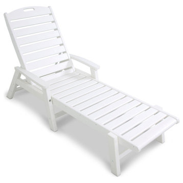 Yacht Club Chaise With Arms - Stackable, Classic White