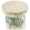 Remy Outdoor Ottoman or Stool, Blue/Beige