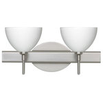 Besa Lighting - Besa Lighting 2SW-467907-LED-SN Brella - 14.63" 10W 2 LED Bath Vanity - Brella has a classical bell shape that complements aesthetic, while also built for optimal illumination. Our White glass is a soft white cased glass that can suit any classic or modern decor. White has a very tranquil glow that is pleasing in appearance. The smooth satin finish on the clear outer layer is a result of an extensive etching process. This blown glass is handcrafted by a skilled artisan, utilizing century-old techniques passed down from generation to generation. The vanity fixture is equipped with decorative lamp holders, removable finials, linear rectangular housing, and a removable low profile oval canopy cover. These stylish and functional luminaries are offered in a beautiful Chrome finish.  Mounting Direction: Horizontal  Shade Included: TRUE  Dimable: TRUE  Color Temperature: 3  Lumens: 450  CRI: +  Rated Life: 25000 HoursBrella 14.63" 10W 2 LED Bath Vanity Chrome White GlassUL: Suitable for damp locations, *Energy Star Qualified: n/a  *ADA Certified: n/a  *Number of Lights: Lamp: 2-*Wattage:5w LED bulb(s) *Bulb Included:Yes *Bulb Type:LED *Finish Type:Chrome