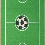 Furnishmyplace - Soccer Solid Field Ground Kids Play Area Rug Anti Skid Backing, 6'7"x9'2" - Area Rug: Create a themed décor in a color pallet of green and earthy shades with this rectangular floor rug. It carries a cheerful vibe and exhibits your passion for sports. Materials Used: Designed with advanced weaving techniques using high-quality nylon pile fiber. The non-skid rubber backing adds to its durability and makes it suitable for homes with pets and small kids. Contemporary Design: This nylon area rug features a printed image of a soccer field on a soft nylon fabric. The bright green color of the floor carpet with white borders adds to the aesthetic appeal of the space. Applications: This versatile pet-friendly rug complements most indoor spaces. It is a lively accent rug kindergarten classes, kids play area, themed spaces and playrooms