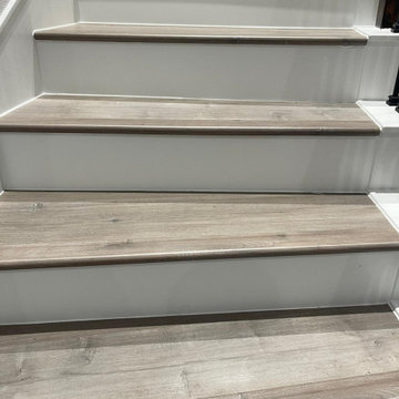 Transitional Wooden Stairs Case - White and Light Brown