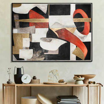 Framed living room wall painting "Graphic Rhythm II"