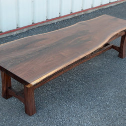 Walnut Bench with Curvy Legged Base - Indoor Benches