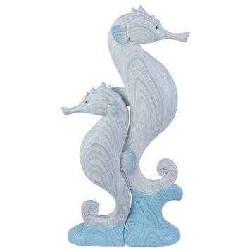 Beachcombers Seahorses Riding Waves Tier Tray Tabletop Figurines Set of 2 Resin