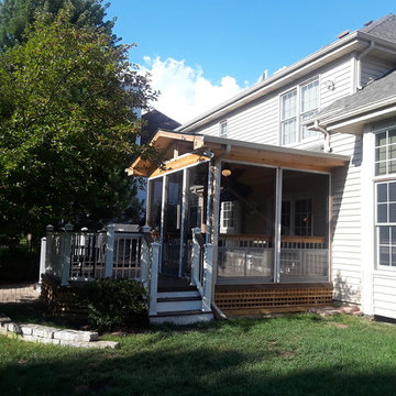 Cozy Screened Porch with 4 Track Windows and TimberTech Deck by Geneva, IL Scree