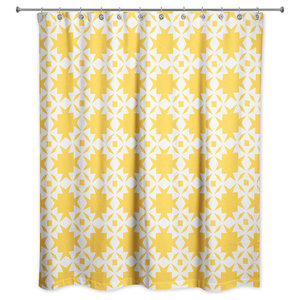 Folk Lattice Pattern In Green Shower Curtain Contemporary
