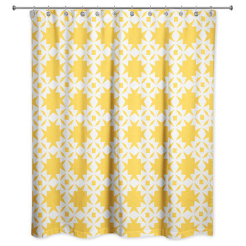Folk Southwestern Pattern in Yellow Shower Curtain