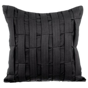Black Pillow Covers Suede 20"x20" Sofa Pillow Covers, Black Love Tune