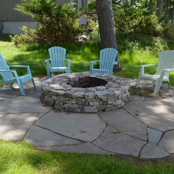 Irregular Bluestone Patio with Ossipee Mountain Stone Firepit