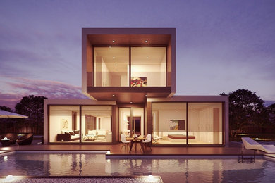 Inspiration pour une maison design de taille moyenne.