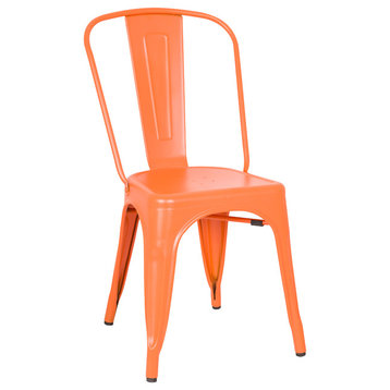 Highland Commercial Grade Metal Dining Chair,  Frosted Orange (Set of 4)
