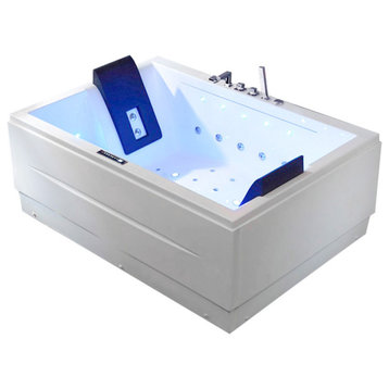 71" Modern Acrylic Corner Bathtub Whirlpool Air Massage 3 Sided Apron Tub