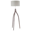 Lumisource Wishbone Floor Lamp, Wood With Light Gray Linen Shade