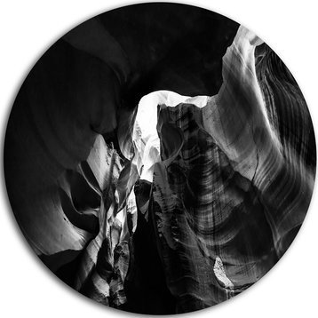 Black And White Antelope Canyon, Landscape Disc Metal Wall Art, 38"