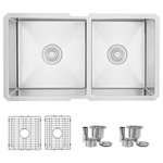 Stylish - STYLISH 33" Kitchen Sink Sink 60/40 16 Gauge Stainless Steel with Grids - S-322XG Double Bowl Reversible Undermount Stainless Steel Kitchen Sink