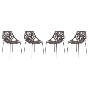 Leisuremod Modern Asbury Dining Chair W/ Chromed Legs, Set Of 4 Ac16Tp4