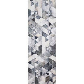 Printed Maddox Area Rug by Loloi II, Gray and Ivory, Gray/Ivory, 2'6"x7'6"