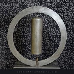 Mongolian Evening Bell with Aged Pewter Finish - Decorative Objects And Figurines