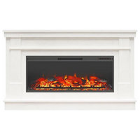 Ameriwood Home Elmcroft Wide Mantel with Linear Electric Fireplace in Plaster