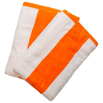 Tropical Cabana 100% Cotton Beach Towel, Set of 2, Orange