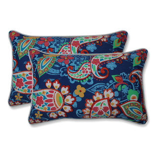 Outdoor/Indoor Paisley Party Coral Rectangular Throw Pillow, Set