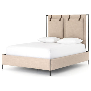 Leigh Upholstered Palm Ecru King Bed