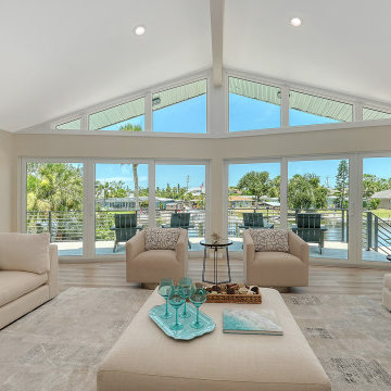 Coastal Living Room with Panoramic Bay Views — Siesta Key Home Staging