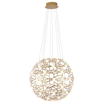23.6" Gold Metal LED Chandelier With White Diffuser