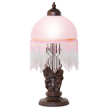 Meyda Tiffany 260703 Roussillon Cherub 17" Tall Buffet Table Lamp - Mahogany