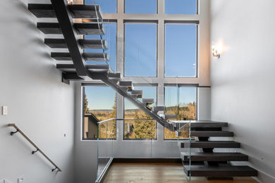 Inspiration for a transitional staircase remodel in Seattle