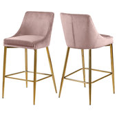 Jonathan Y Svelte 30 Coastal Contemporary Iron Saddle-Seat Low-Back Bar Stool with Foot Rest, Pink Frame