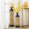 Boho Decorative Gold/Black Floor Metal Vase, Set of 2