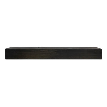 Rustic Fireplace Mantel, Midnight Black, 72" L X 5.5" H X 6.25" D