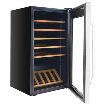 34 Bottle Freestanding Steel Refrigerator With Display Shelf & Digital Control