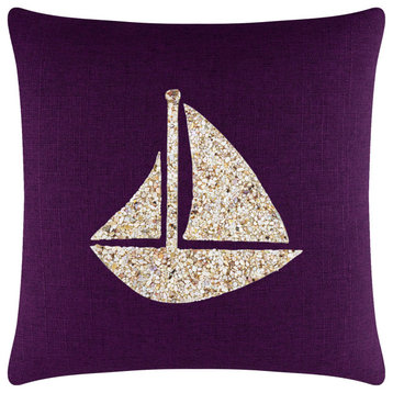 Sparkles Home Shell Sailboat Pillow, Purple, 20x20