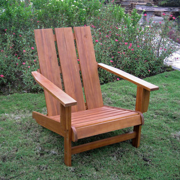 Royal Fiji Acacia Large Square Back Adirondack Chair, Rustic Brown