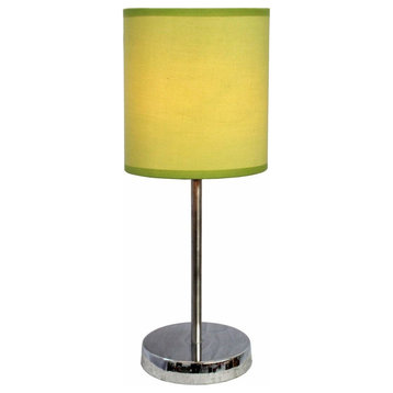 Simple Designs Chrome Mini Basic Table Lamp With Fabric Green Shade