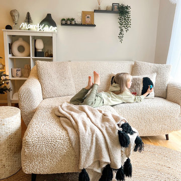 Vanilla L-Shape Sofa Slipcover | Microfibra Collection | Living Room Design