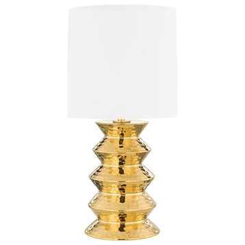 Mitzi HL617201B Zoe 25" Tall Vase Table Lamp - Aged Brass / Ceramic Gloss