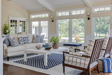 Living room - coastal living room idea in New York