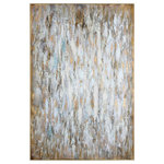 Uttermost - Oversize 73" Abstract Canvas Wall Art | Bold Modern Metallic Accent Painting - Hand painted artwork on canvas is stretched and attached to a wooden frame. A narrow, gold leaf frame surrounds the artwork. Due to the handcrafted nature of this artwork, each piece may have subtle differences.
