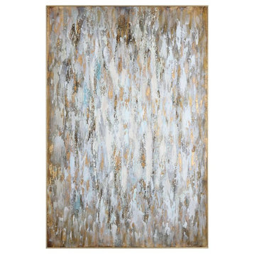 Oversize 73" Abstract Canvas Wall Art | Bold Modern Metallic Accent Painting