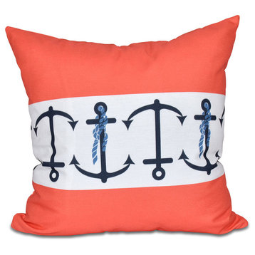 Anchor Stripe, Stripe Print Pillow, Orange, 26"x26"